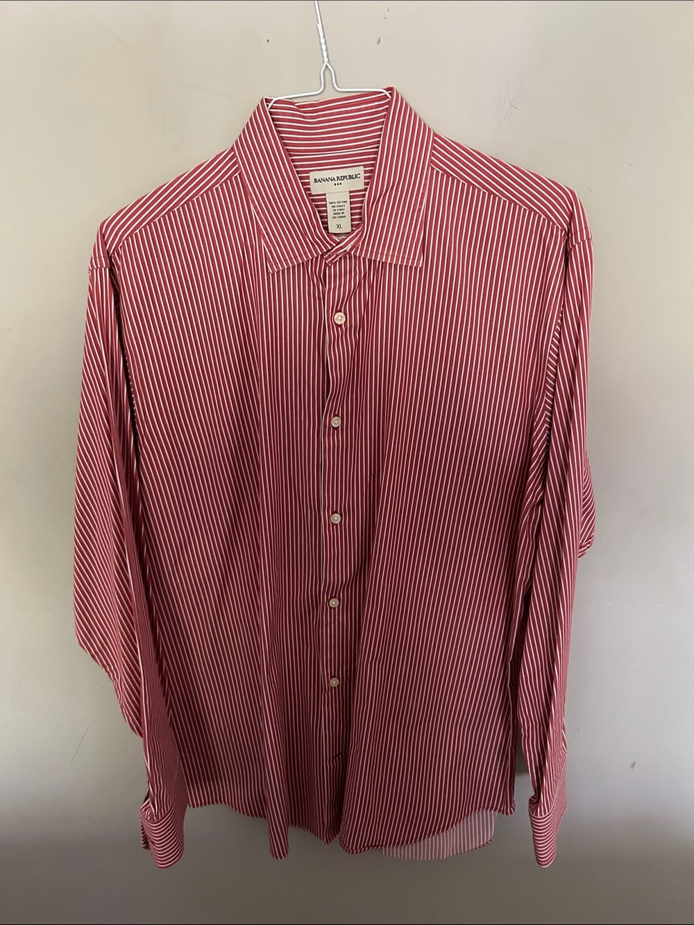 Banana Republic Red & White Striped Dress Shirt